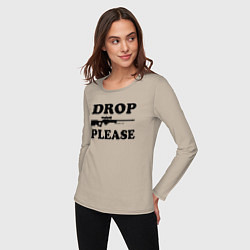 Лонгслив хлопковый женский Drop Please, цвет: миндальный — фото 2