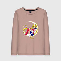 Лонгслив хлопковый женский Sailor Moon, цвет: пыльно-розовый