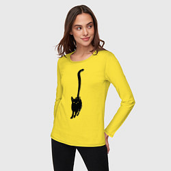 Лонгслив хлопковый женский Черный кот тушью, цвет: желтый — фото 2