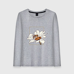 Лонгслив хлопковый женский Пчела и ромашка, цвет: меланж