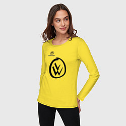 Лонгслив хлопковый женский Volkswagen, цвет: желтый — фото 2