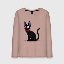 Лонгслив хлопковый женский Кот студии Гибли, цвет: пыльно-розовый