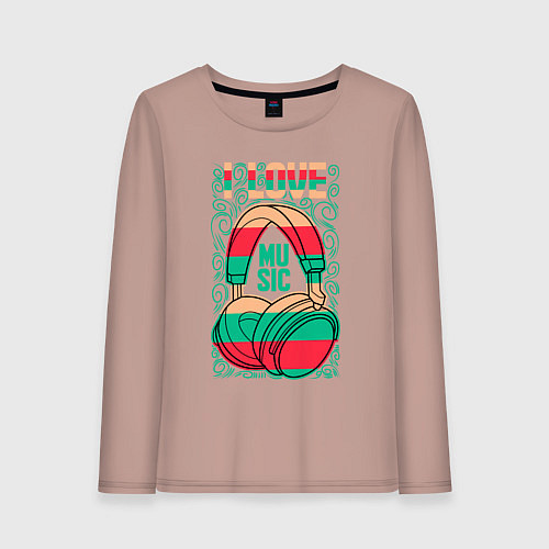 Женский лонгслив Музыка это моя жизнь / Пыльно-розовый – фото 1
