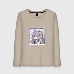 Лонгслив хлопковый женский Кэ Цин, цвет: миндальный