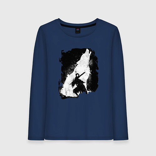Женский лонгслив DARK SOULS ТЁМНЫЕ ДУШИ / Тёмно-синий – фото 1