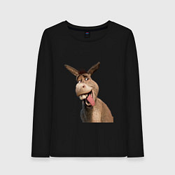 Лонгслив хлопковый женский Шрек: Осел, цвет: черный
