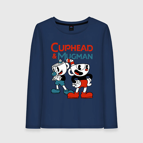 Женский лонгслив Cuphead & Mugman / Тёмно-синий – фото 1