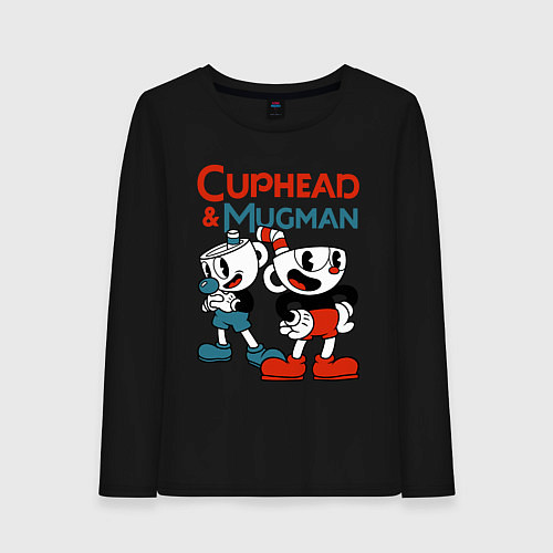 Женский лонгслив Cuphead & Mugman / Черный – фото 1