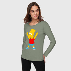 Лонгслив хлопковый женский Барт Симпсон, цвет: авокадо — фото 2
