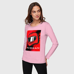 Лонгслив хлопковый женский Nissan - Paint, цвет: светло-розовый — фото 2
