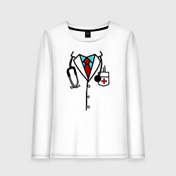 Лонгслив хлопковый женский Медицинский работник, цвет: белый