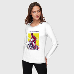Лонгслив хлопковый женский Mountain Bike велосипедист, цвет: белый — фото 2