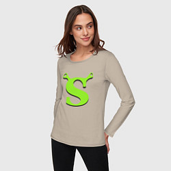 Лонгслив хлопковый женский Shrek: Logo S, цвет: миндальный — фото 2