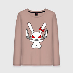 Лонгслив хлопковый женский Зайка с ножами, цвет: пыльно-розовый