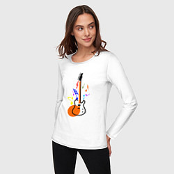 Лонгслив хлопковый женский Цветная гитара, цвет: белый — фото 2