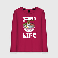 Лонгслив хлопковый женский Ramen life, цвет: маджента