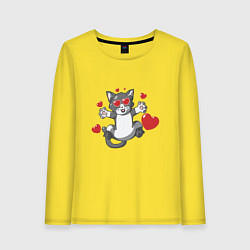 Лонгслив хлопковый женский Love Cat, цвет: желтый
