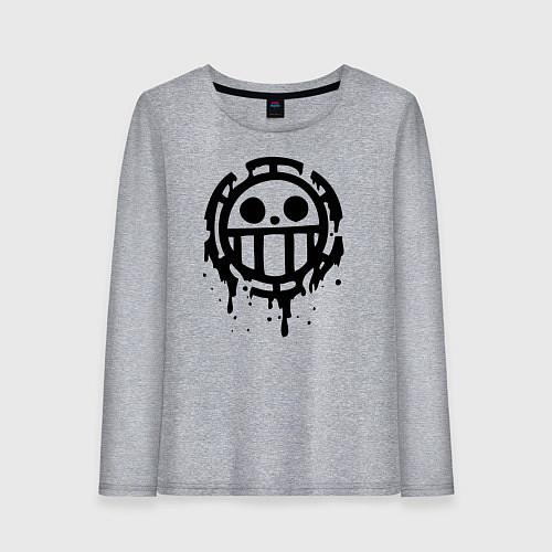 Женский лонгслив One Piece знак черной краской / Меланж – фото 1