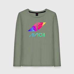Лонгслив хлопковый женский AVICII RAIBOW, цвет: авокадо