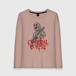 Лонгслив хлопковый женский Cannibal Corpse Труп Каннибала Z, цвет: пыльно-розовый