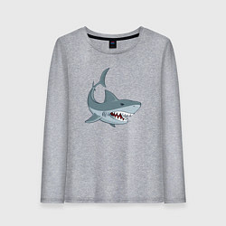 Лонгслив хлопковый женский Агрессивная акула, цвет: меланж