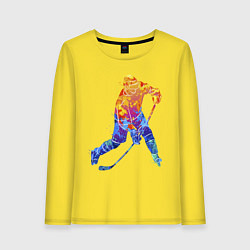 Лонгслив хлопковый женский Хоккеист, цвет: желтый