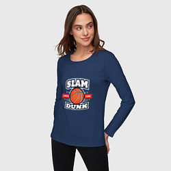 Лонгслив хлопковый женский Slam Dunk, цвет: тёмно-синий — фото 2