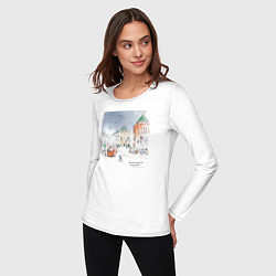 Лонгслив хлопковый женский Нижегородский троллейбус, цвет: белый — фото 2