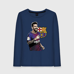 Лонгслив хлопковый женский Lionel Messi Barcelona Argentina, цвет: тёмно-синий