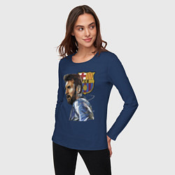 Лонгслив хлопковый женский Lionel Messi Barcelona Argentina Striker, цвет: тёмно-синий — фото 2