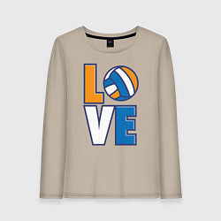 Лонгслив хлопковый женский Love Volleyball, цвет: миндальный