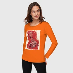 Лонгслив хлопковый женский Lil devil, цвет: оранжевый — фото 2