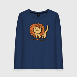 Лонгслив хлопковый женский Cat Lion, цвет: тёмно-синий