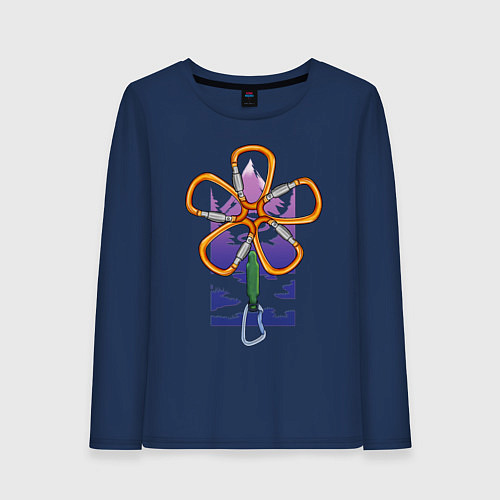 Женский лонгслив Flower carabiners / Тёмно-синий – фото 1