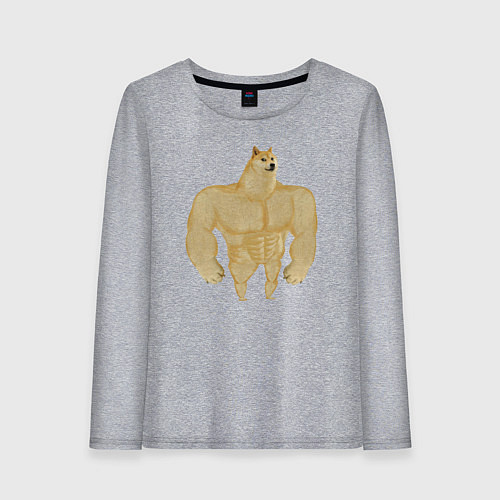 Женский лонгслив Мем собака качок DOGE / Меланж – фото 1