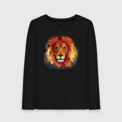 Лонгслив хлопковый женский Лев акварельный, цвет: черный