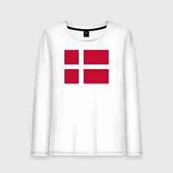 Лонгслив хлопковый женский Дания Флаг Дании, цвет: белый
