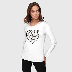 Лонгслив хлопковый женский Сердце Волейбола, цвет: белый — фото 2
