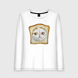 Лонгслив хлопковый женский Bread Cat, цвет: белый