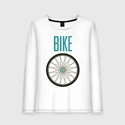 Лонгслив хлопковый женский Велосипед, колесо, цвет: белый