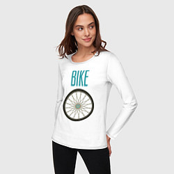 Лонгслив хлопковый женский Велосипед, колесо, цвет: белый — фото 2