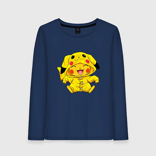 Женский лонгслив Милый пикачу / Тёмно-синий – фото 1