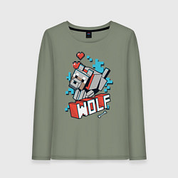 Лонгслив хлопковый женский Майнкрафт Волк, Minecraft Wolf, цвет: авокадо