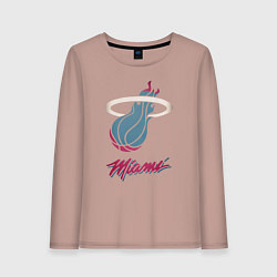 Лонгслив хлопковый женский Miami Heat, цвет: пыльно-розовый