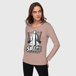 Лонгслив хлопковый женский Космический корабль, цвет: пыльно-розовый — фото 2