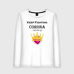 Лонгслив хлопковый женский Fighting Corona, цвет: белый