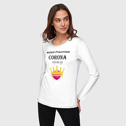 Лонгслив хлопковый женский Fighting Corona, цвет: белый — фото 2