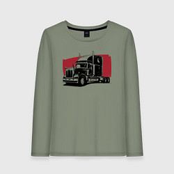 Лонгслив хлопковый женский Truck red, цвет: авокадо