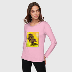 Лонгслив хлопковый женский Психоделические грибы, цвет: светло-розовый — фото 2
