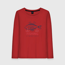 Лонгслив хлопковый женский Лучший рыболовный клуб, цвет: красный